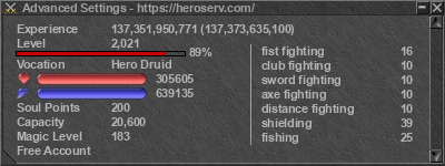Signature for player Advanced Settings
