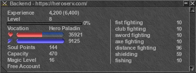 Signature for player Backend