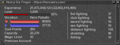 Signature for player Henry Six Finger