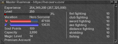 Signature for player Master Rushmax