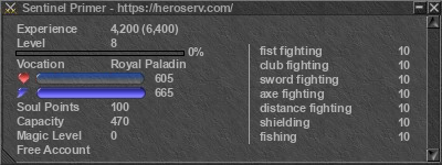 Signature for player Sentinel Primer